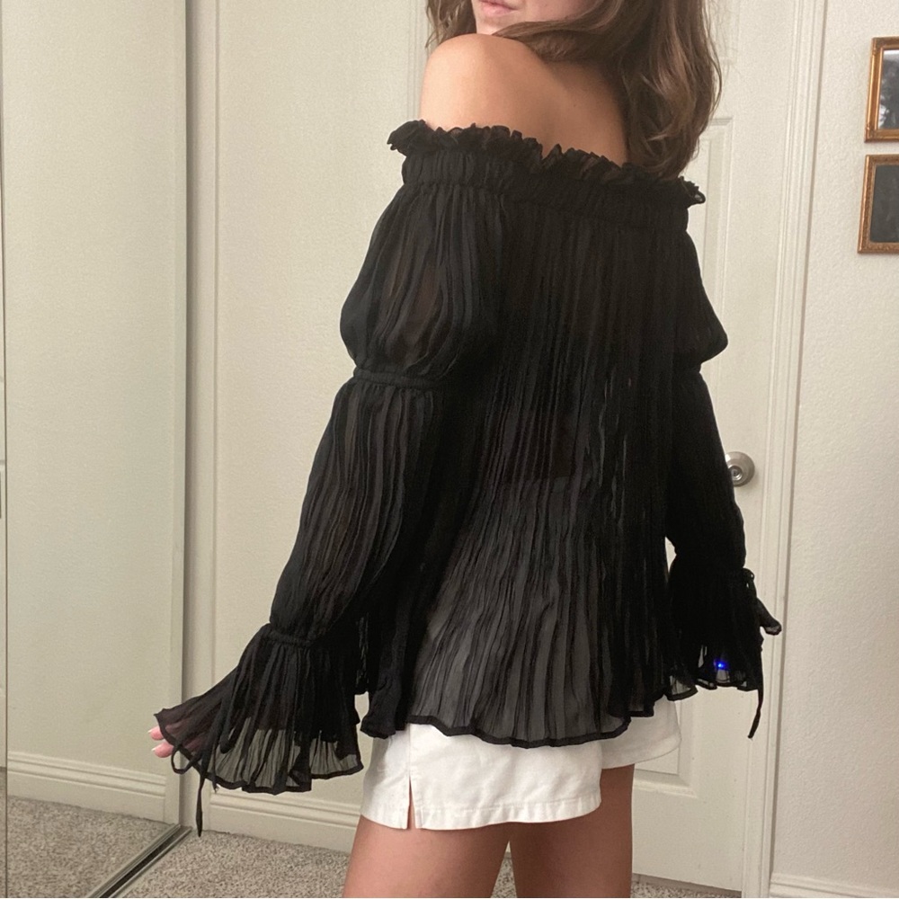Sheer bardot ruffle top - Picture 2 of 6